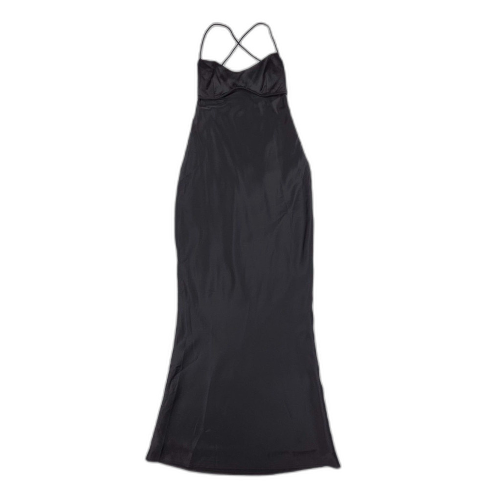 NWT BabyBoo Malika Maxi Dress Black Clean Girl Bridesmaid Night Luxe Svelte 90s